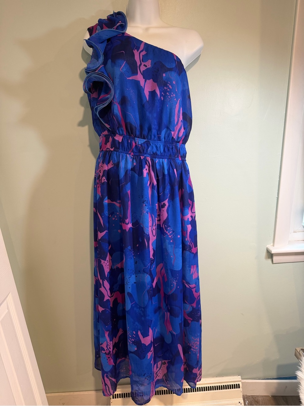 🌺 Bright Watercolor One-Shoulder Maxi Dress 🌺